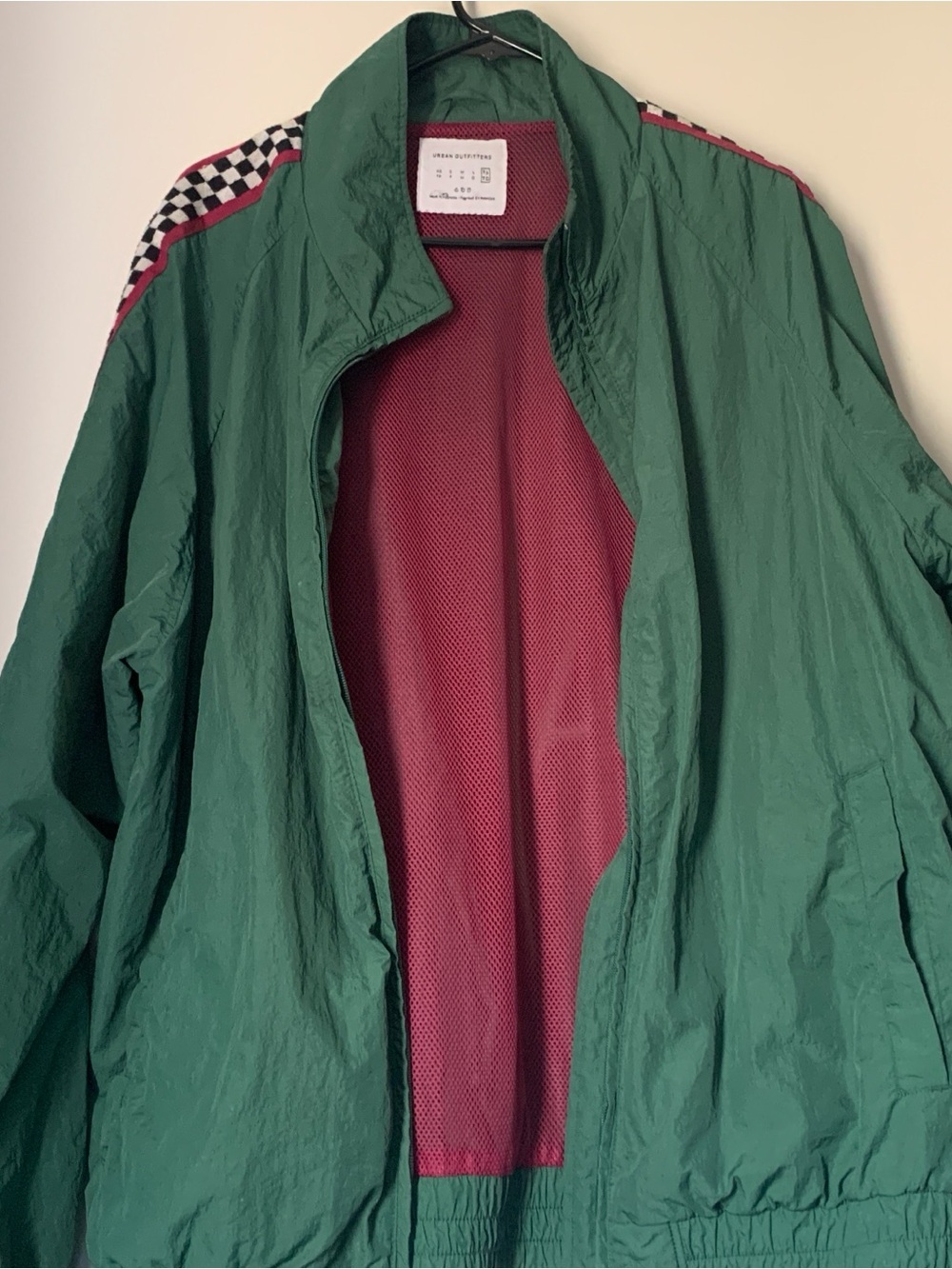 Urban Outfitters Green Windbreaker Jacket with Red Lining